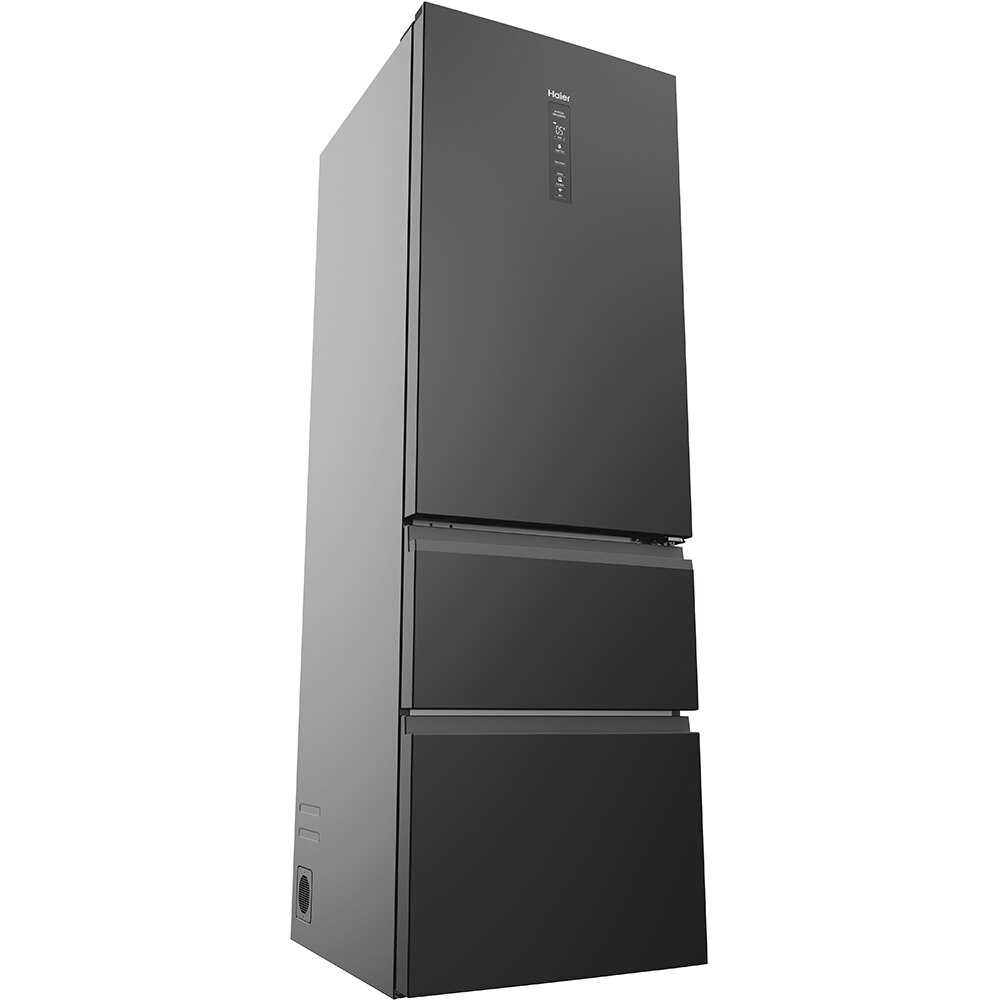 Combina frigorifica HAIER HTW5618DNPT, Total No Frost, 360 l, H 185 cm, Clasa D, Wi-Fi, negru