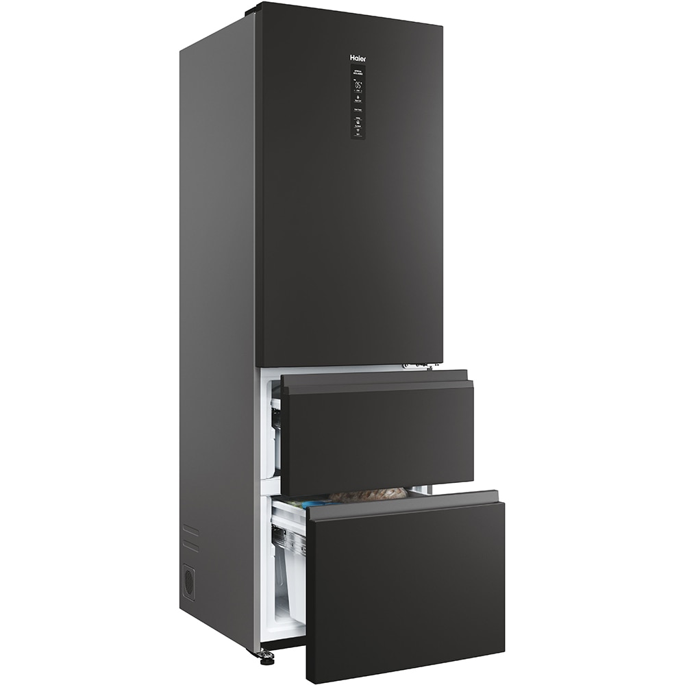 Combina frigorifica HAIER HTW5618DNPT, Total No Frost, 360 l, H 185 cm, Clasa D, Wi-Fi, negru