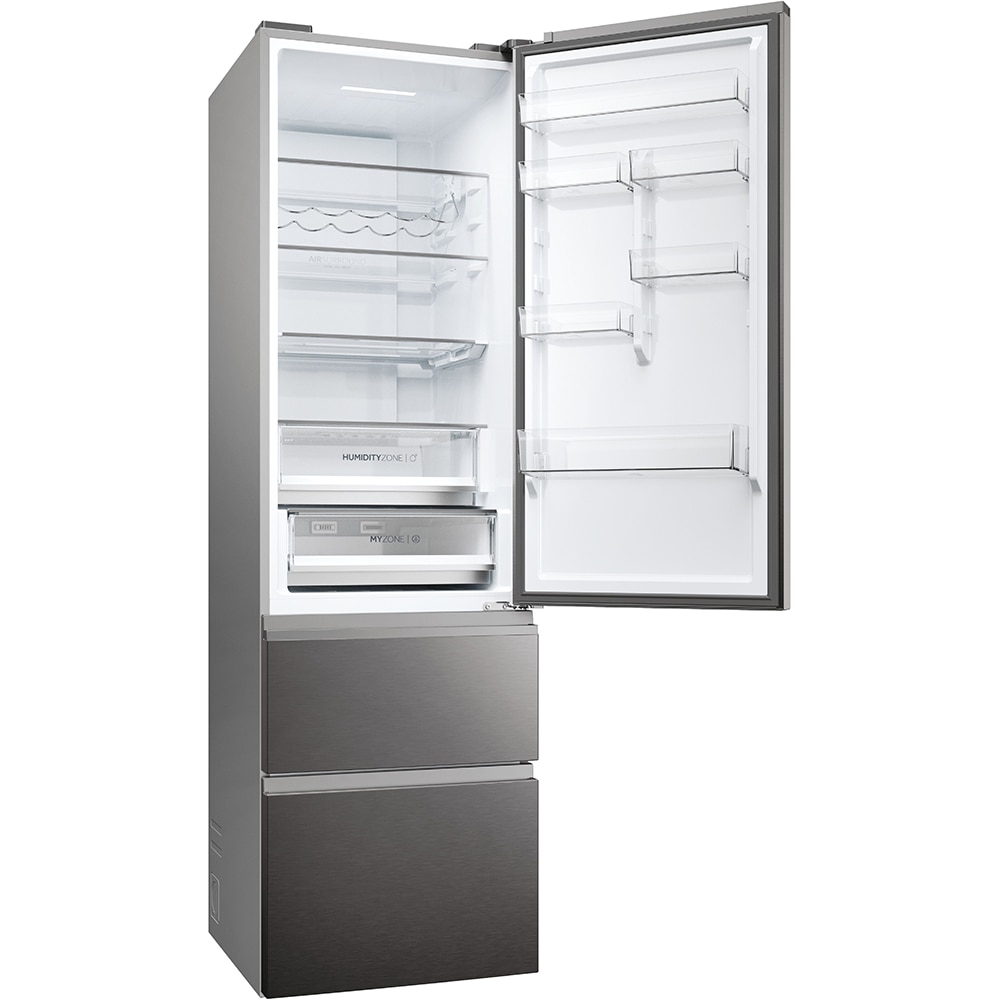 Combina frigorifica HAIER HTW5620CNMP, Total No Frost, 414 l, H 205 cm, Clasa C, Wi-Fi, negru