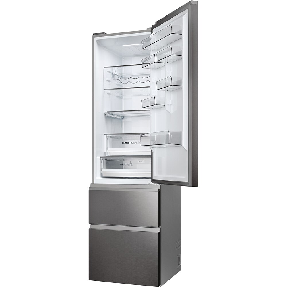 Combina frigorifica HAIER HTW5620CNMP, Total No Frost, 414 l, H 205 cm, Clasa C, Wi-Fi, negru