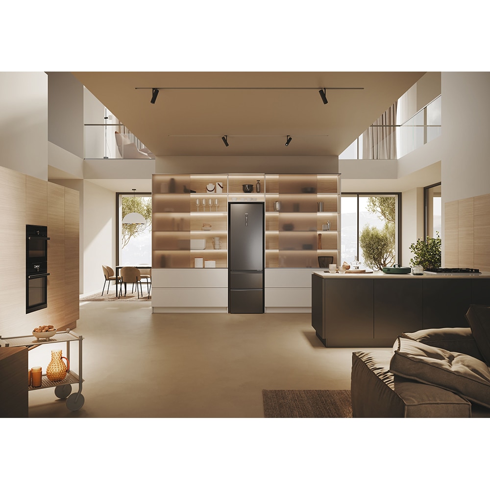 Combina frigorifica HAIER HTW5620CNMP, Total No Frost, 414 l, H 205 cm, Clasa C, Wi-Fi, negru
