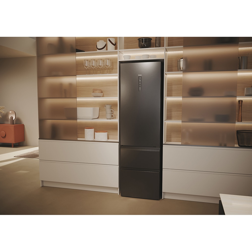 Combina frigorifica HAIER HTW5620CNMP, Total No Frost, 414 l, H 205 cm, Clasa C, Wi-Fi, negru