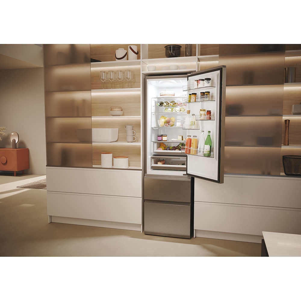 Combina frigorifica HAIER HTW5620DNMG, No Frost, 414 l, H 205 cm, Clasa D, Wi-Fi, inox