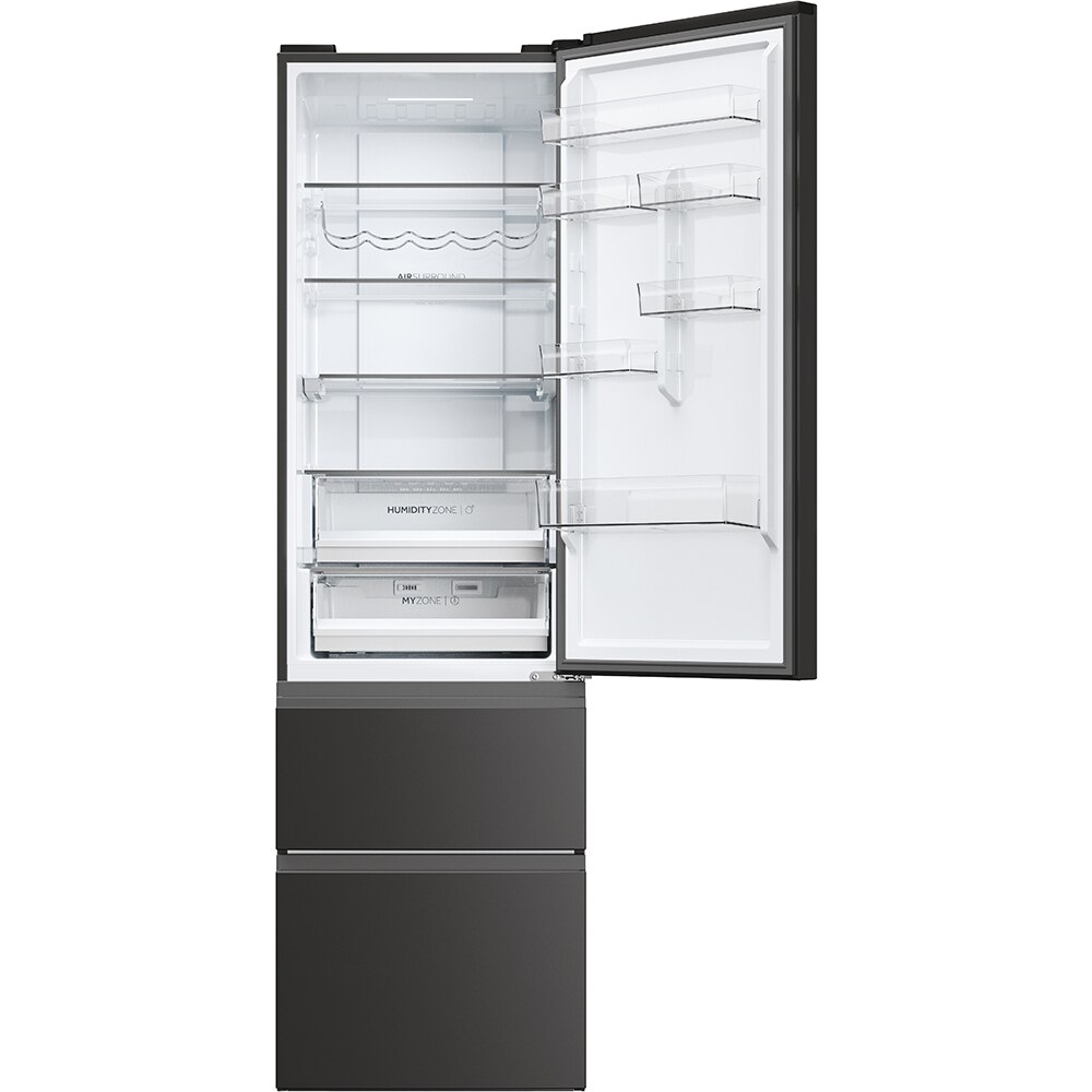Combina frigorifica HAIER HTW5620DNPT, No Frost, 414 l, H 205 cm, Clasa D, Wi-Fi, negru