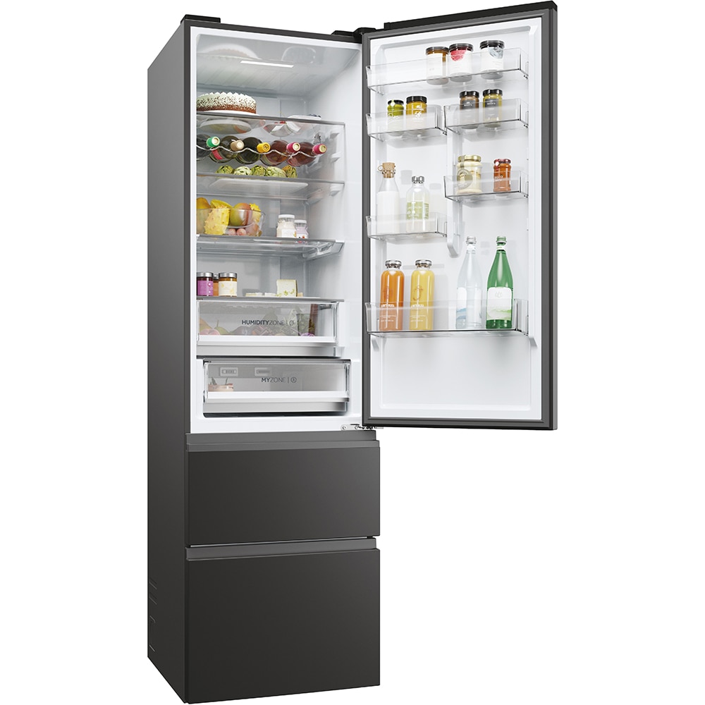 Combina frigorifica HAIER HTW5620DNPT, No Frost, 414 l, H 205 cm, Clasa D, Wi-Fi, negru