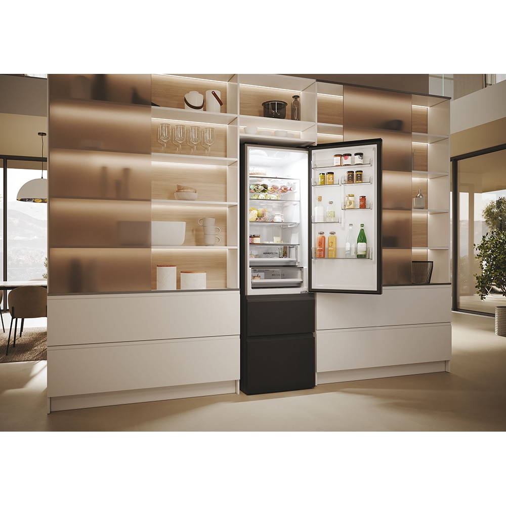 Combina frigorifica HAIER HTW5620DNPT, No Frost, 414 l, H 205 cm, Clasa D, Wi-Fi, negru