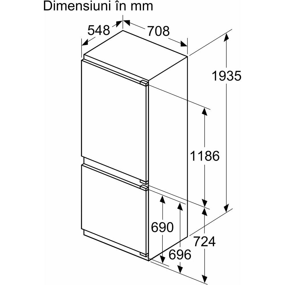 Combina frigorifica incorporabila BOSCH KBN96VFE0, No Frost, 383 l, H 193.5 cm, Clasa E