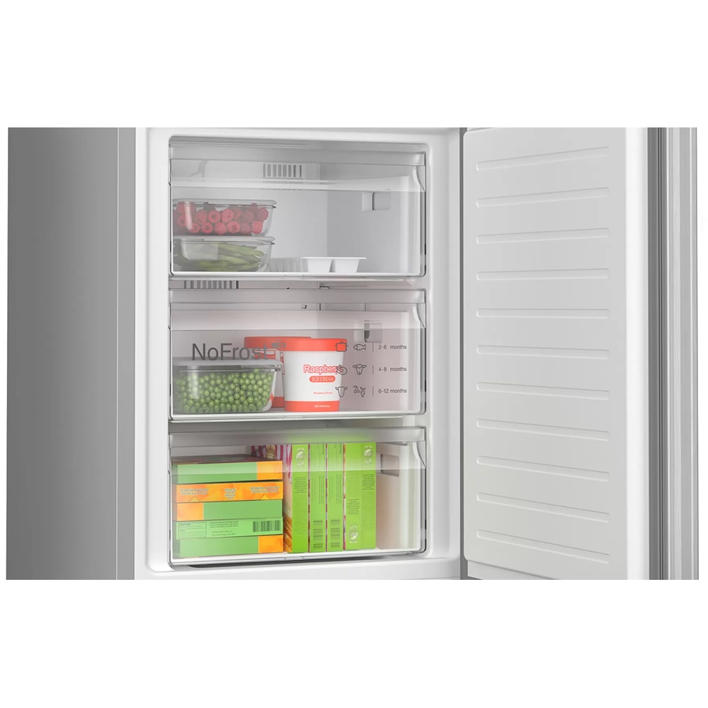 Combina frigorifica BOSCH KGN397LDF, No Frost, 363 l, H 203 cm, Clasa D, inox
