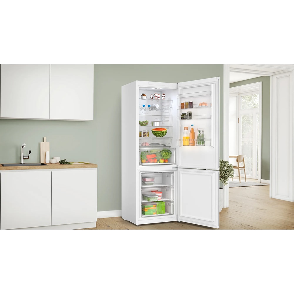 Combina frigorifica BOSCH KGN497WDF, No Frost, 440 l, H 203 cm, Clasa D, alb