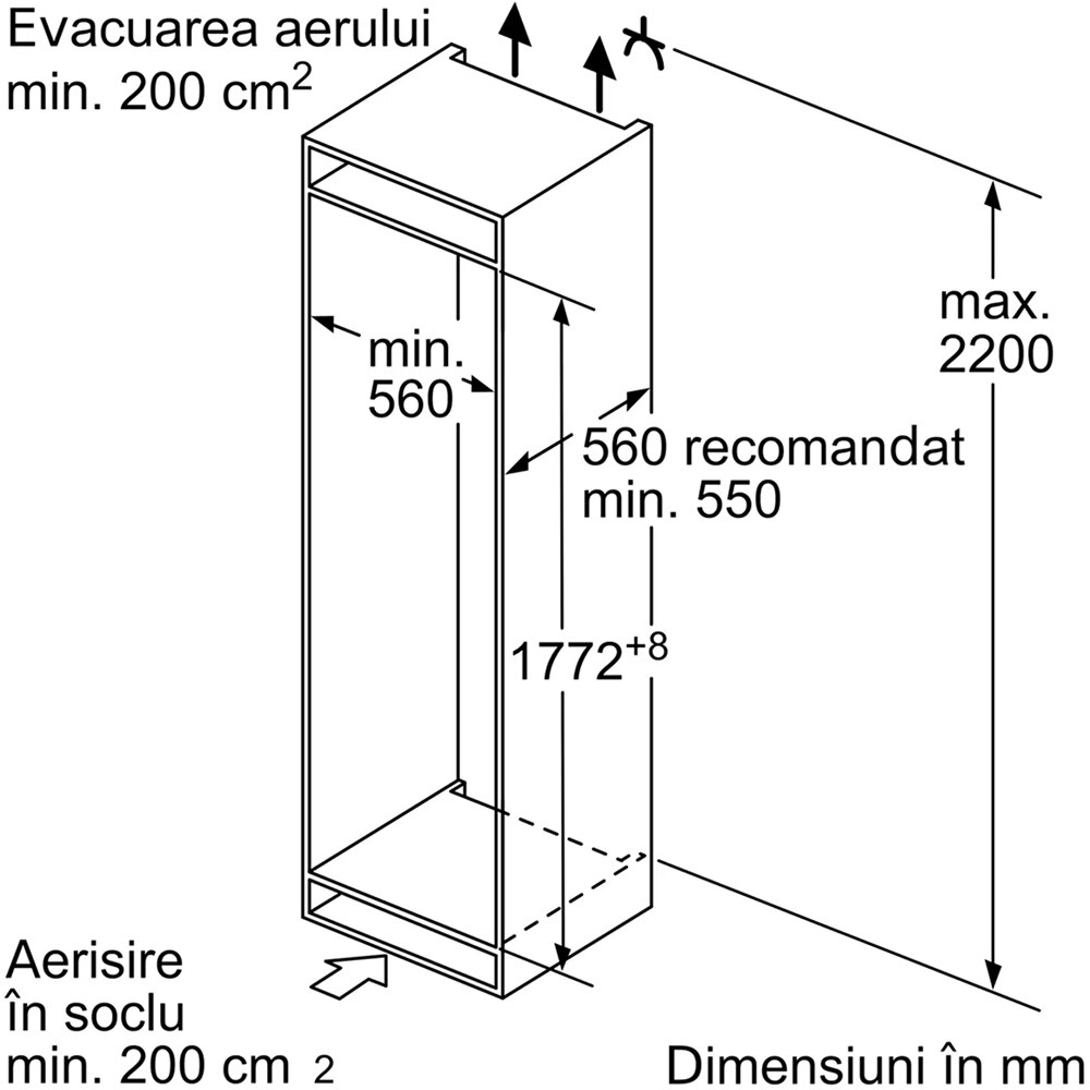 Combina frigorifica incorporabila BOSCH KIF86PFE0, No Frost, 223 l, H 177.2 cm, Clasa E
