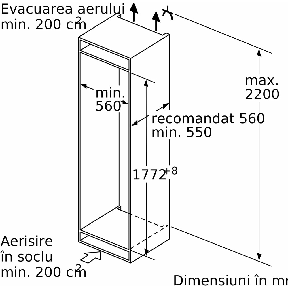 Combina frigorifica incorporabila BOSCH KIN86ADD0, EcoAirflow, 260 l, H 177 cm, Clasa D