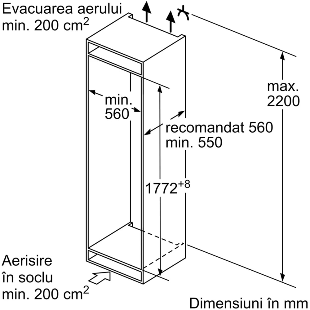 Combina frigorifica incorporabila BOSCH KIS87AFE0, 272 l, H 177.2 cm, Clasa E