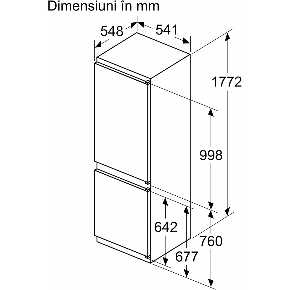 Combina frigorifica incorporabila BOSCH KIV86NSE0, Low Frost, 267 l, H 177 cm, Clasa E