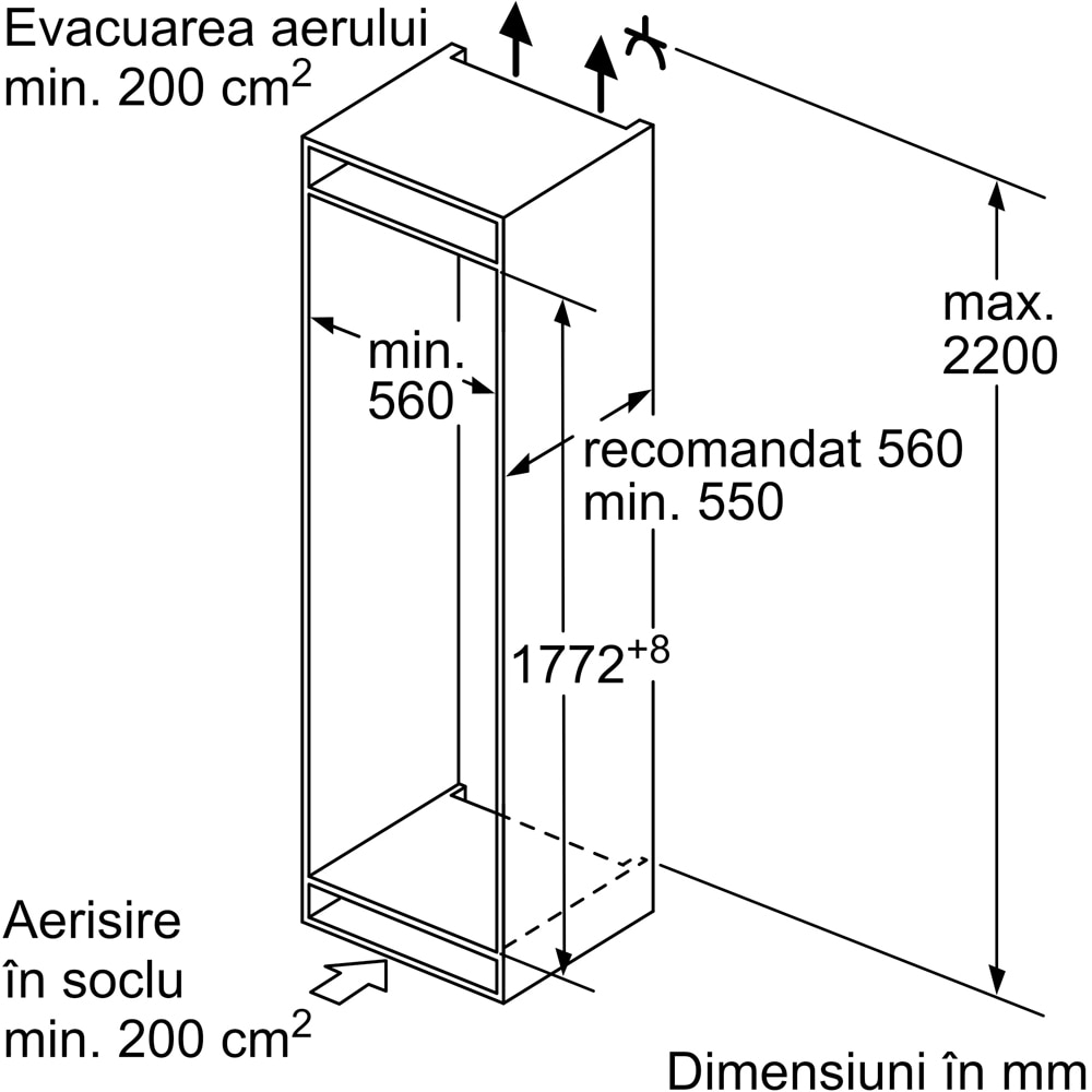 Combina frigorifica incorporabila BOSCH KIV86NSE0, Low Frost, 267 l, H 177 cm, Clasa E
