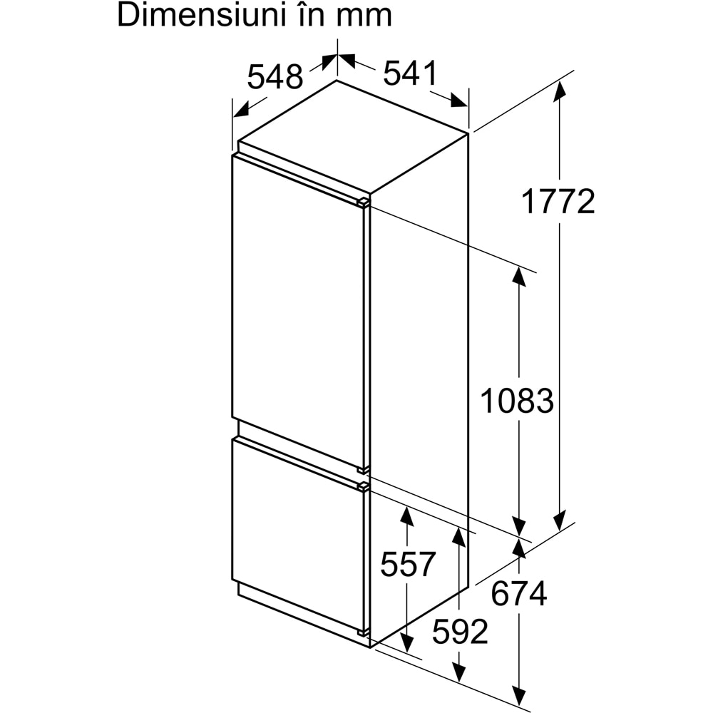 Combina frigorifica incorporabila BOSCH KIV87NSE0, Low Frost, 270 l, H 177 cm, Clasa E