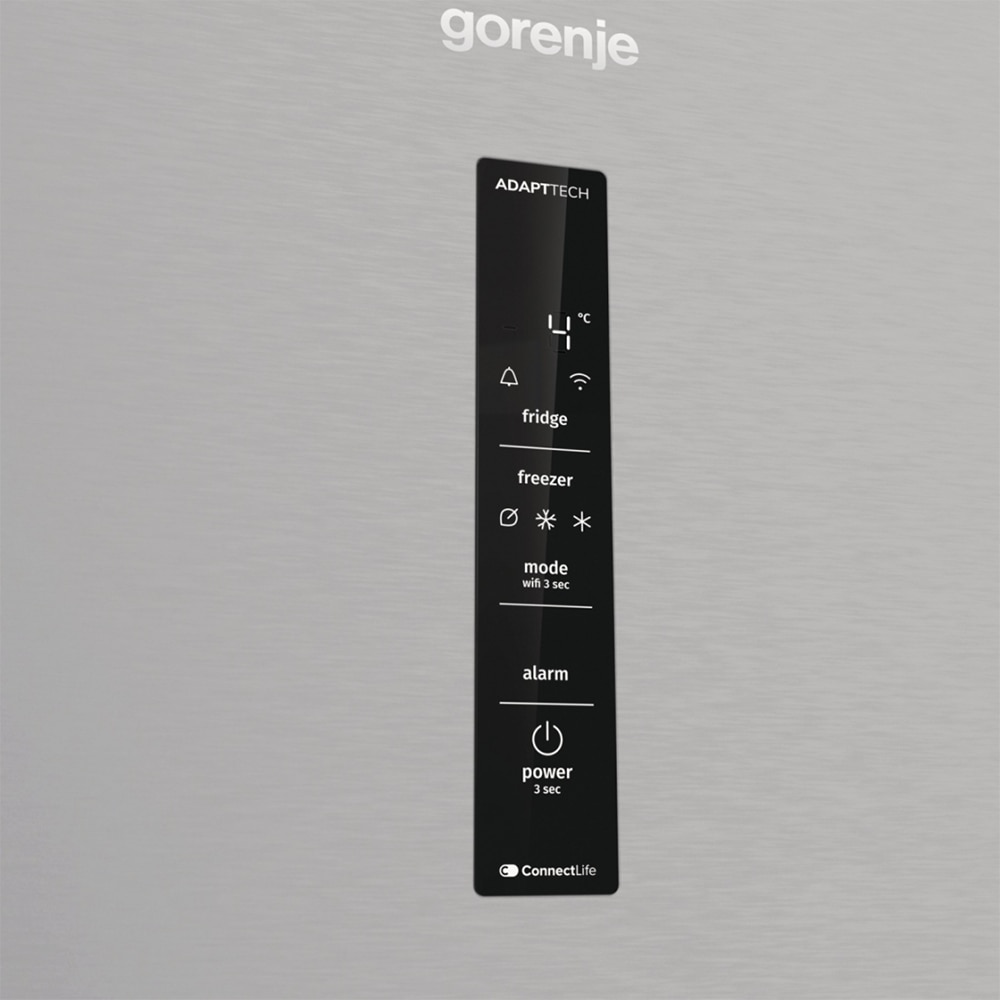 Combina frigorifica GORENJE NRB620C61X4WFE, NoFrost Plus, 413 l, H 203 cm, Clasa C, Wi-Fi, argintiu