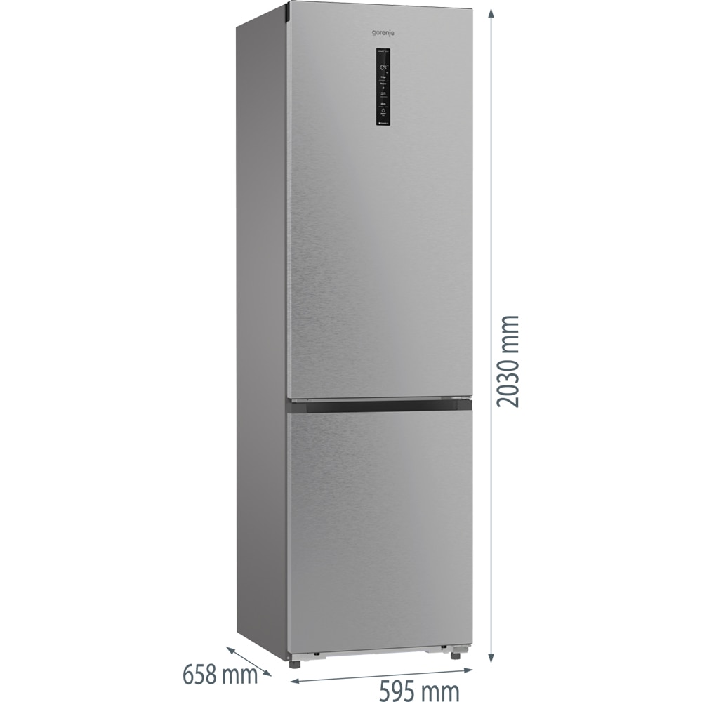 Combina frigorifica GORENJE NRB620C61X4WFE, NoFrost Plus, 413 l, H 203 cm, Clasa C, Wi-Fi, argintiu