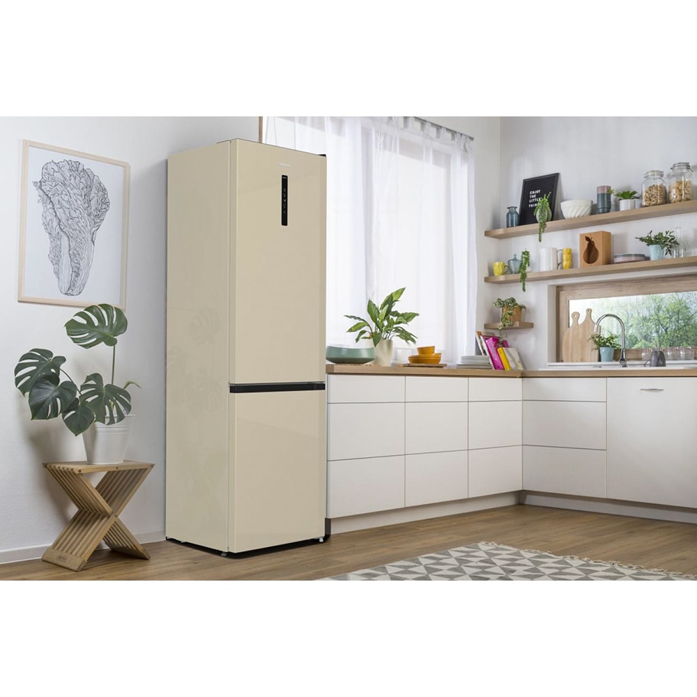 Combina frigorifica GORENJE NRK6202AC4, No Frost Plus, 331 l, H 200 cm, Clasa E, crem