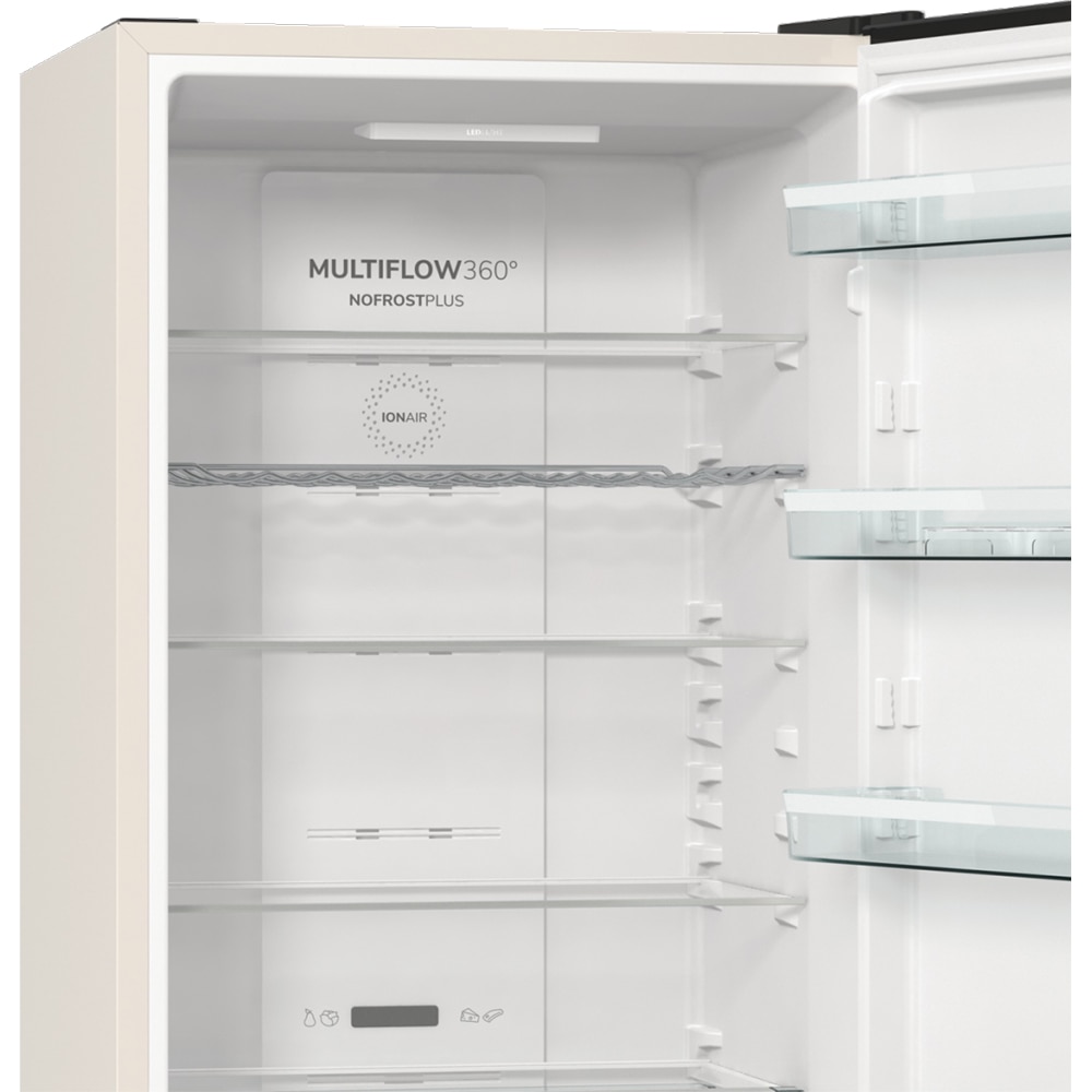 Combina frigorifica GORENJE NRK6202AC4, No Frost Plus, 331 l, H 200 cm, Clasa E, crem