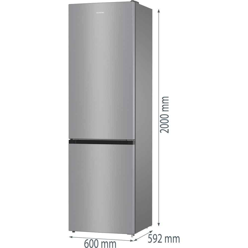 Combina frigorifica GORENJE NRK6202ES4, No Frost Plus, 331 l, H 200 cm, Clasa E, argintiu