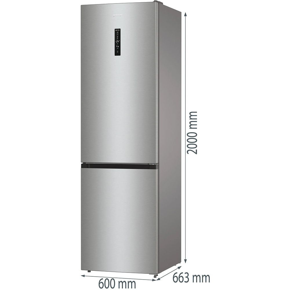 Combina frigorifica GORENJE NRK62CA2XL4, No Frost Plus, 361 l, H 200 cm, Clasa C, argintiu