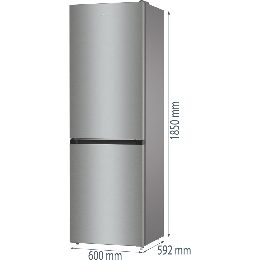 Combina frigorifica GORENJE NRKE62XL, NoFrost Plus, 300 l, H 185 cm, Clasa E, argintiu