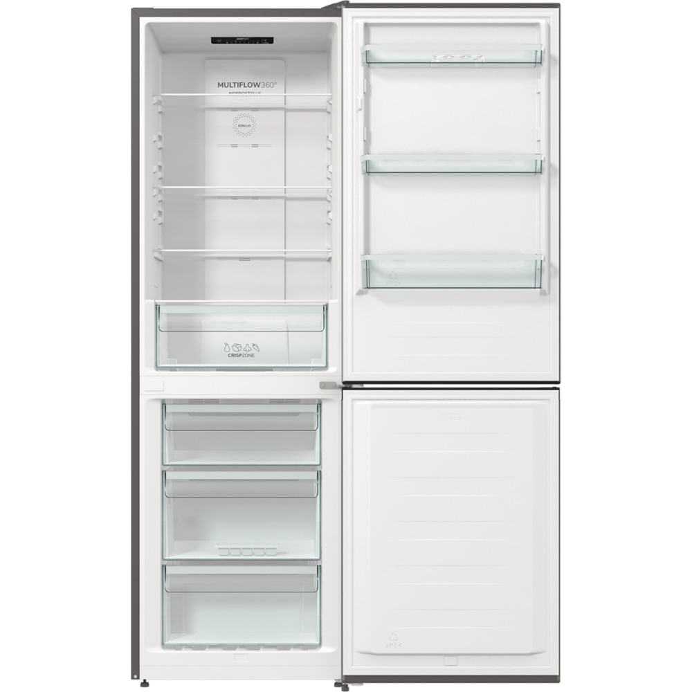 Combina frigorifica GORENJE NRKE62XL, NoFrost Plus, 300 l, H 185 cm, Clasa E, argintiu
