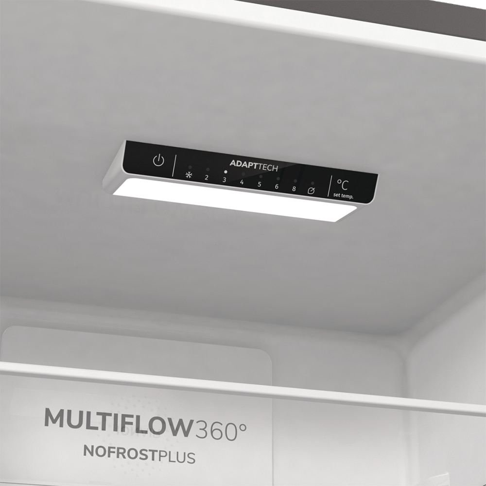 Combina frigorifica GORENJE NRKE62XL, NoFrost Plus, 300 l, H 185 cm, Clasa E, argintiu