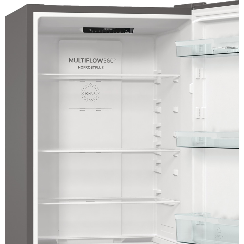 Combina frigorifica GORENJE NRKE62XL, NoFrost Plus, 300 l, H 185 cm, Clasa E, argintiu