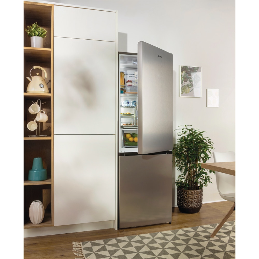 Combina frigorifica GORENJE NRKE62XL, NoFrost Plus, 300 l, H 185 cm, Clasa E, argintiu