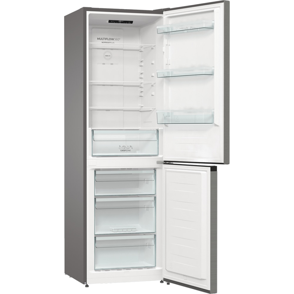 Combina frigorifica GORENJE NRKE62XL, NoFrost Plus, 300 l, H 185 cm, Clasa E, argintiu