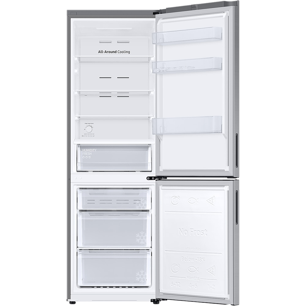 Combina frigorifica SAMSUNG RB33B610ESA/EF, No Frost, 344 l, H 185 cm, Clasa E, All-Around Cooling, inox