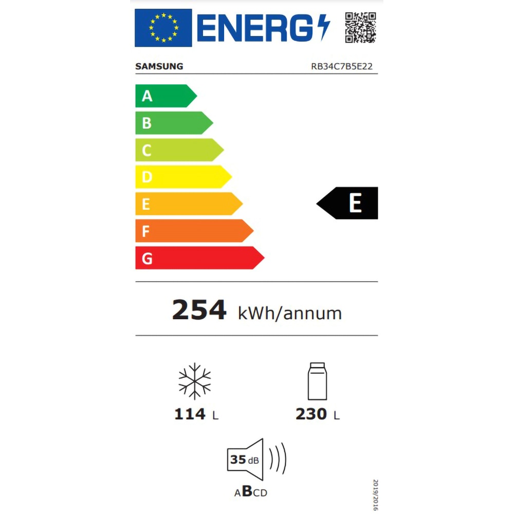 Combina frigorifica SAMSUNG RB34C7B5E22/EF, Bespoke, No Frost, 344 l, H 185 cm, Clasa E, All-Around Cooling, sticla neagra