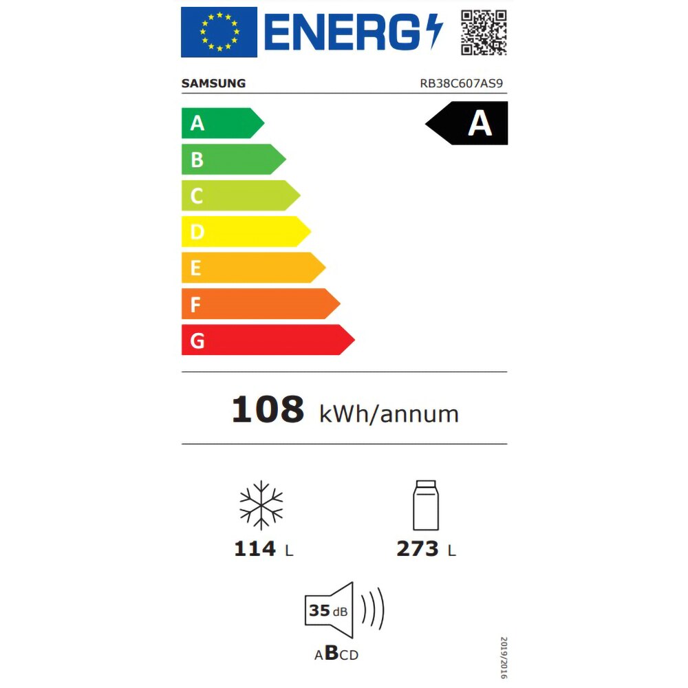 Combina frigorifica SAMSUNG RB38C607AS9/EF, No Frost, 387 l, H 203 cm, Clasa A, Twin Cooling Plus, inox