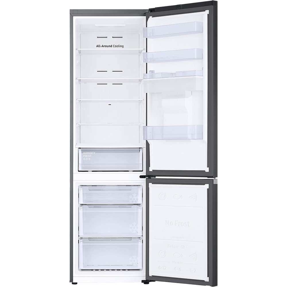 Combina frigorifica SAMSUNG RB38C650EB1/EF, No Frost, 386 l, H 203 cm, Clasa E, Dozator apa, dark inox