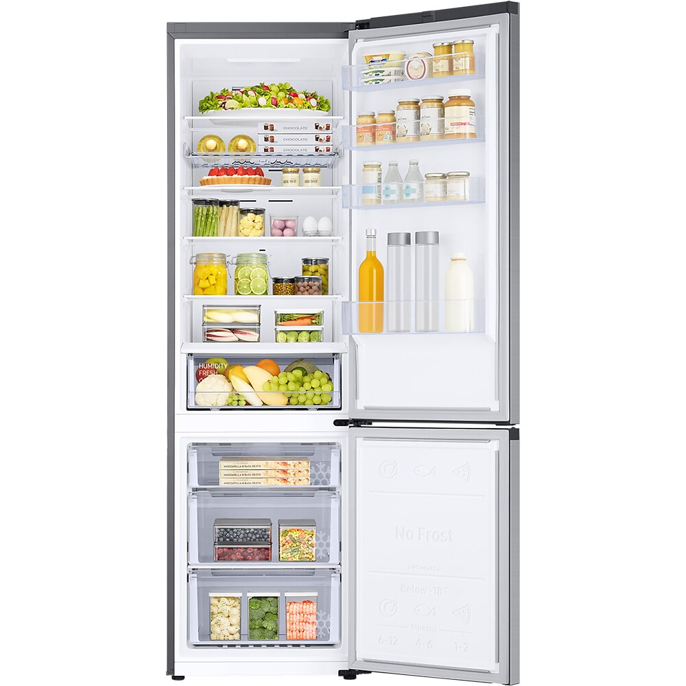 Combina frigorifica SAMSUNG RB38T672ESA/EF, No Frost, 390 l, H 203 cm, Clasa E, All-Around Cooling, argintiu