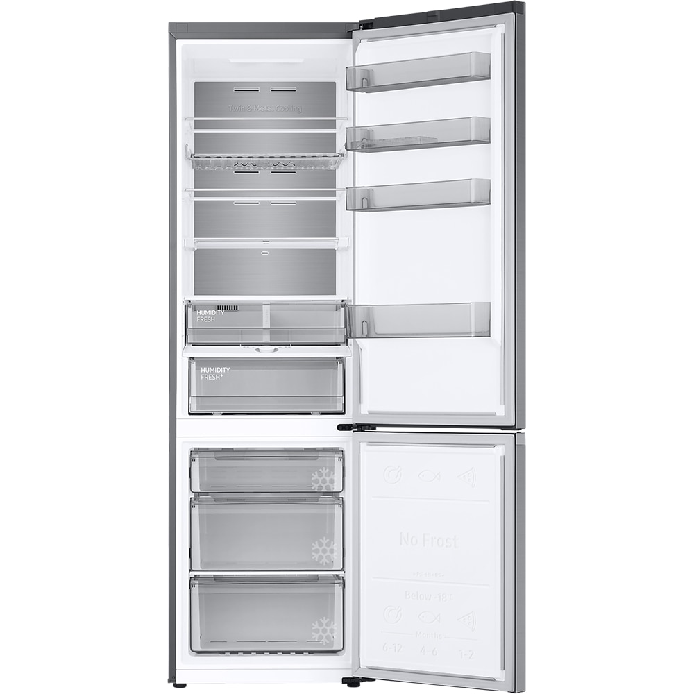Combina frigorifica SAMSUNG RB38C7AGWS9/EF, No Frost, 387 l, H 203 cm, Clasa A, Wi-Fi, argintiu