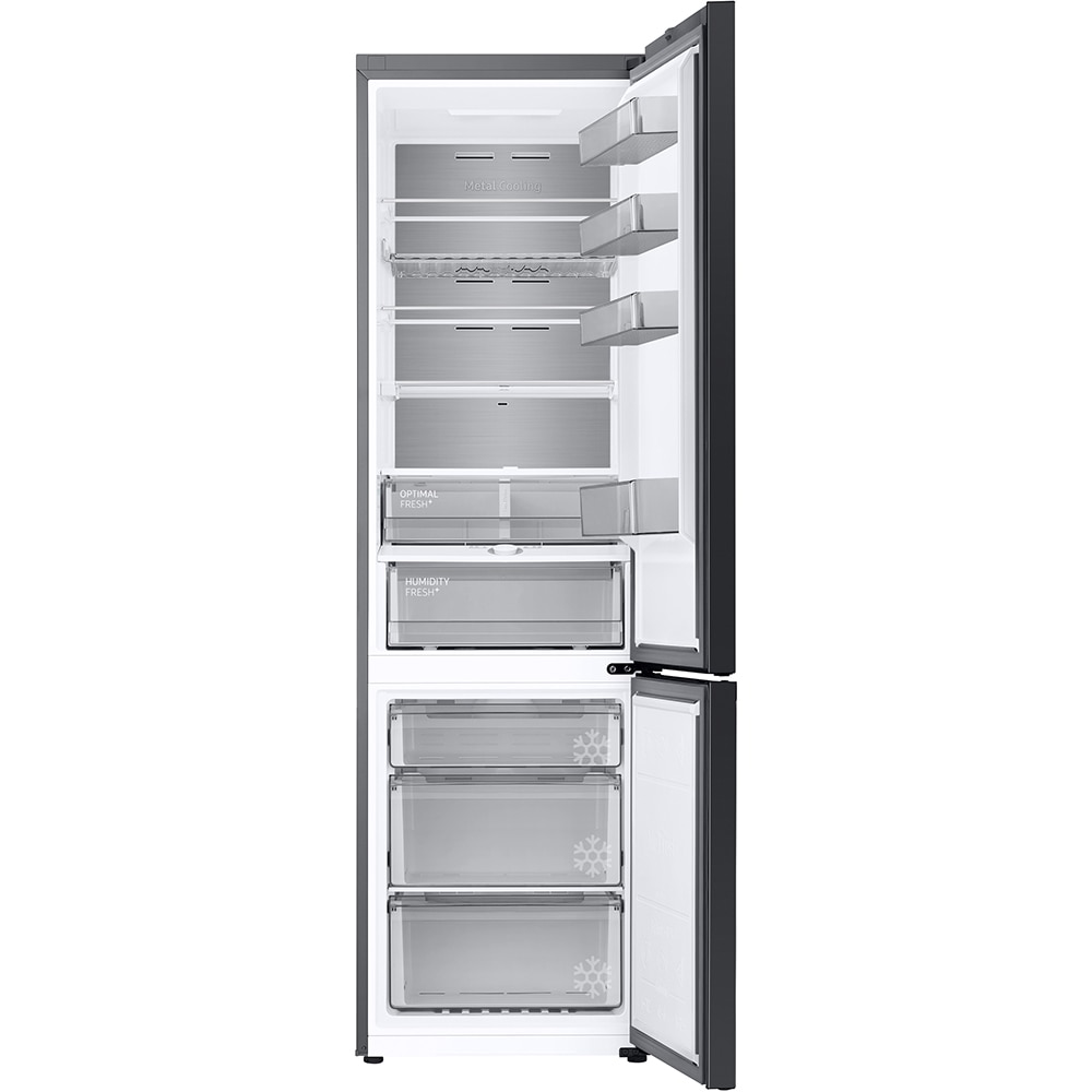 Combina frigorifica SAMSUNG RB38C7B6B22/EF, Bespoke, No Frost, 390 l, H 203 cm, Clasa B, Twin Cooling, Sticla neagra