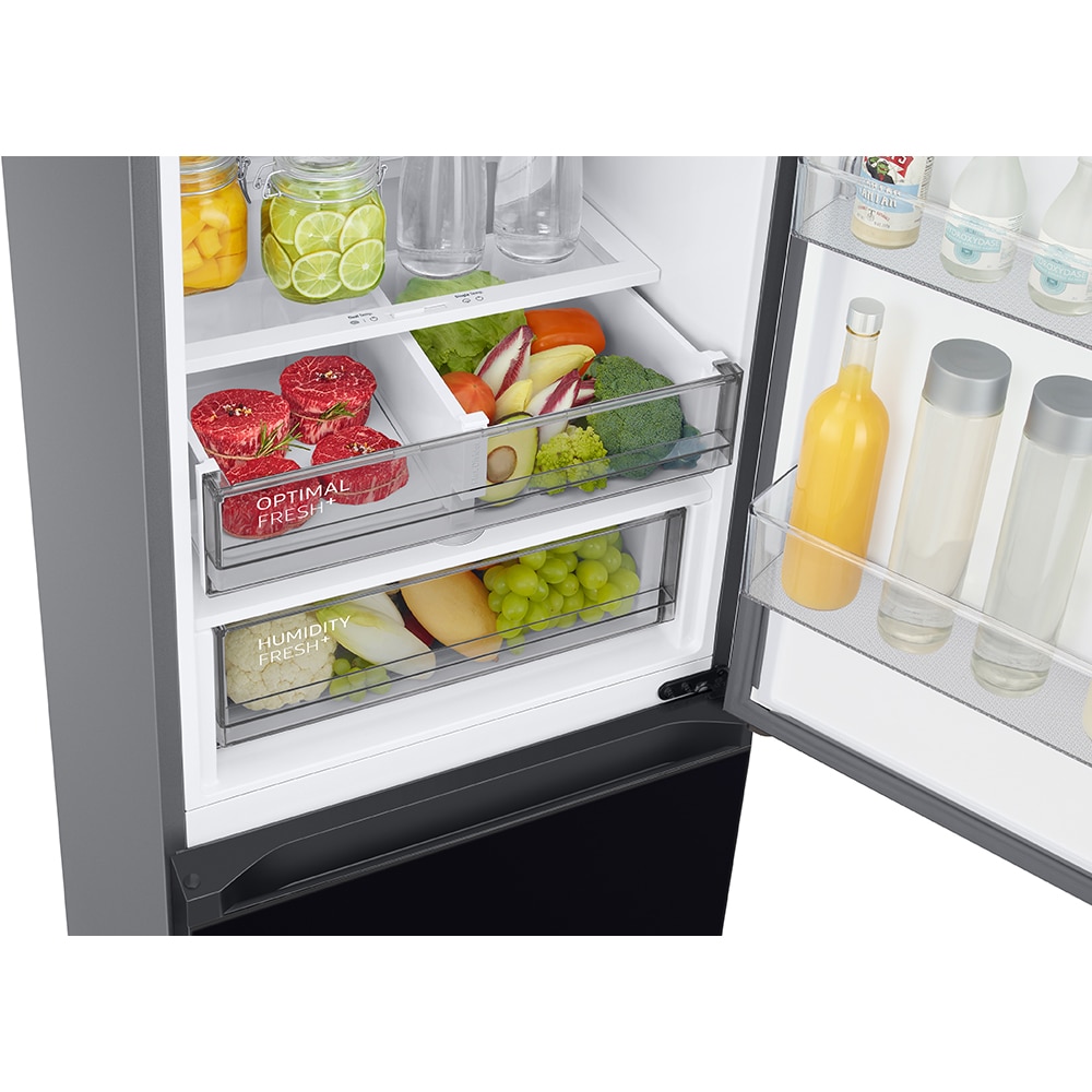 Combina frigorifica SAMSUNG RB38C7B6B22/EF, Bespoke, No Frost, 390 l, H 203 cm, Clasa B, Twin Cooling, Sticla neagra