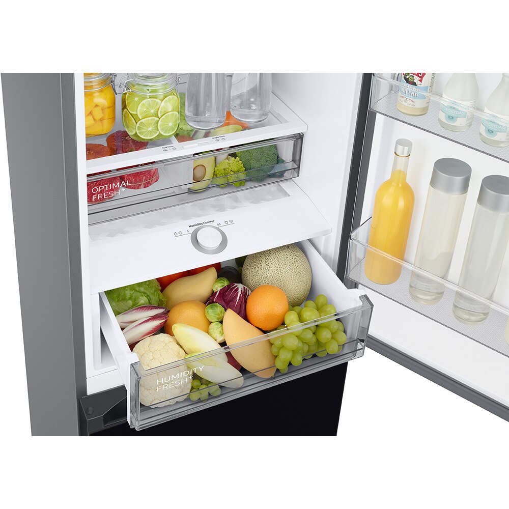Combina frigorifica SAMSUNG RB38C7B6B22/EF, Bespoke, No Frost, 390 l, H 203 cm, Clasa B, Twin Cooling, Sticla neagra