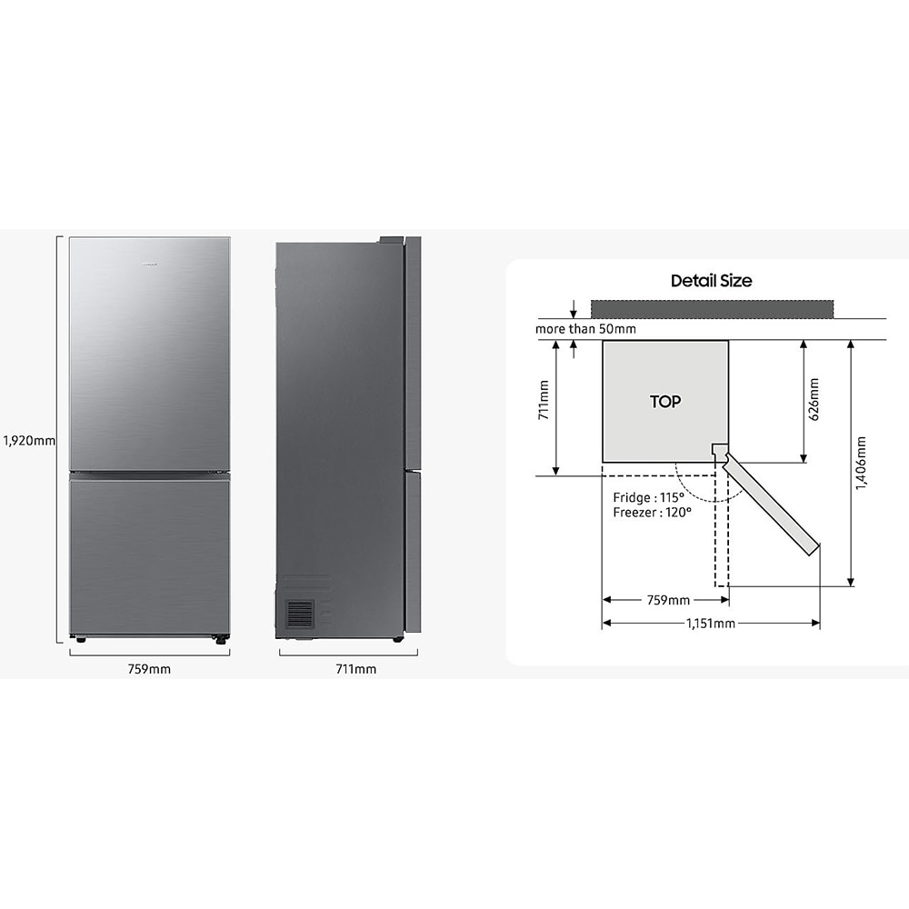 Combina frigorifica SAMSUNG RB50DG601EB1EO, No Frost, 508 l, H 192 cm, Clasa E, Wi-Fi, dark inox