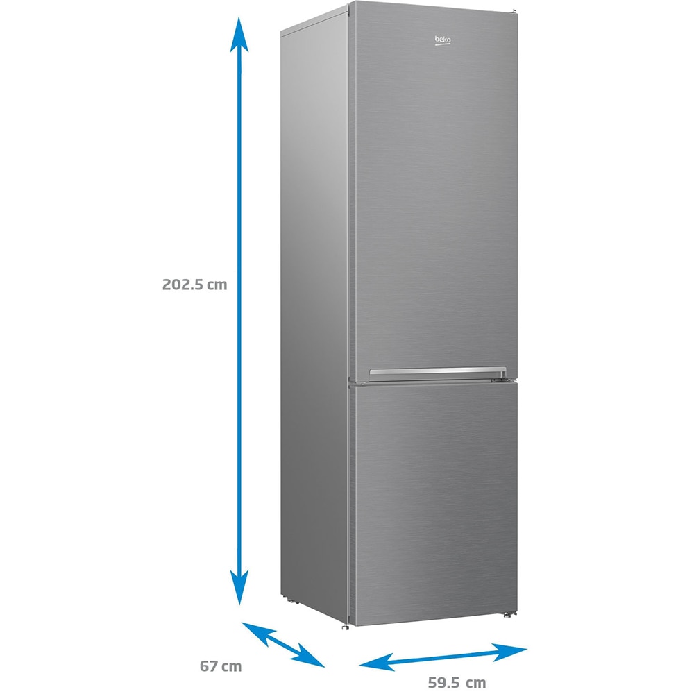 Combina frigorifica BEKO RCSA406K40XBN, 386 l, H 202.5 cm, Clasa E, argintiu