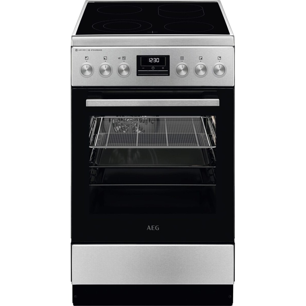 Aragaz AEG CCB56490BM, SteamBake, AirFry, 4 arzatoare, Electric, L 50 cm, Grill, inox antiamprenta