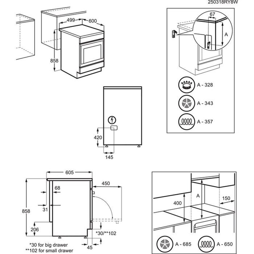 Aragaz AEG CCB56491BW, SteamBake, AirFry, 4 arzatoare, Electric, L 50 cm, Grill, alb