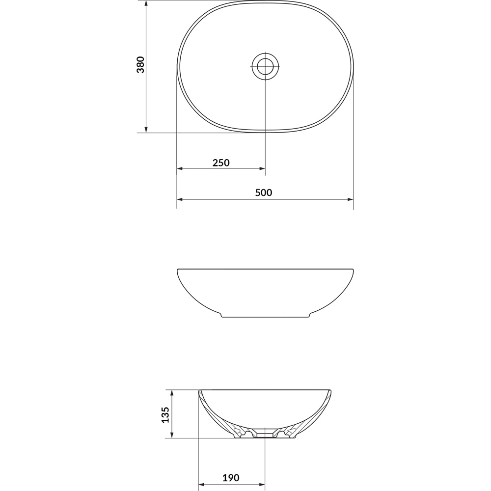 Lavoar pe blat CERSANIT Savio 50 K711-021, ceramica, 50 x 38 cm, negru