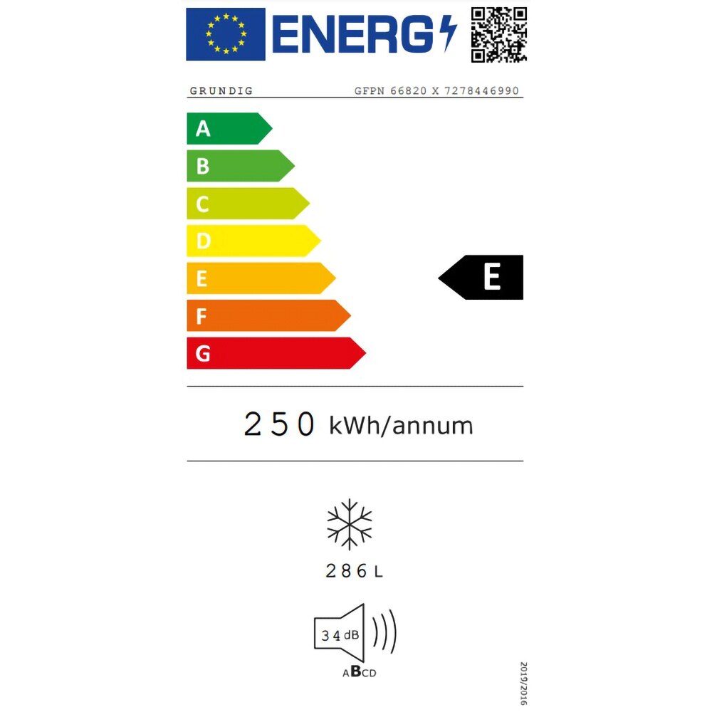 Congelator GRUNDIG GFPN66820X, No Frost, 286 l, H 186 cm, Clasa E, inox