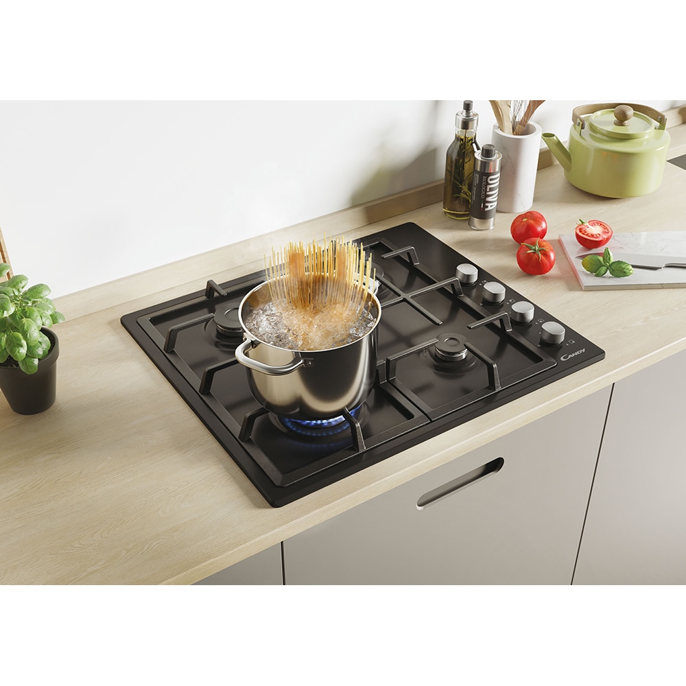 Plita incorporabila CANDY CHG6LB, Gaz, 4 arzatoare, negru
