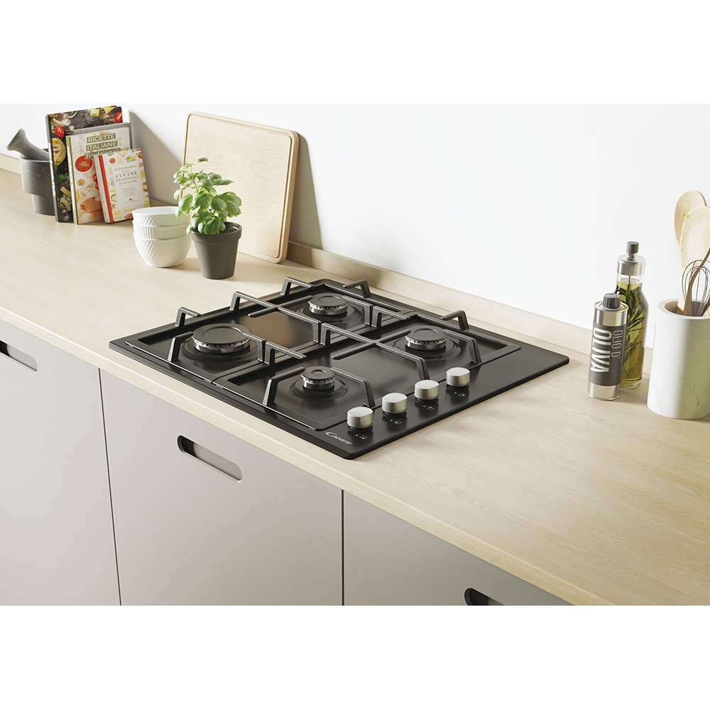 Plita incorporabila CANDY CHG6LB, Gaz, 4 arzatoare, negru