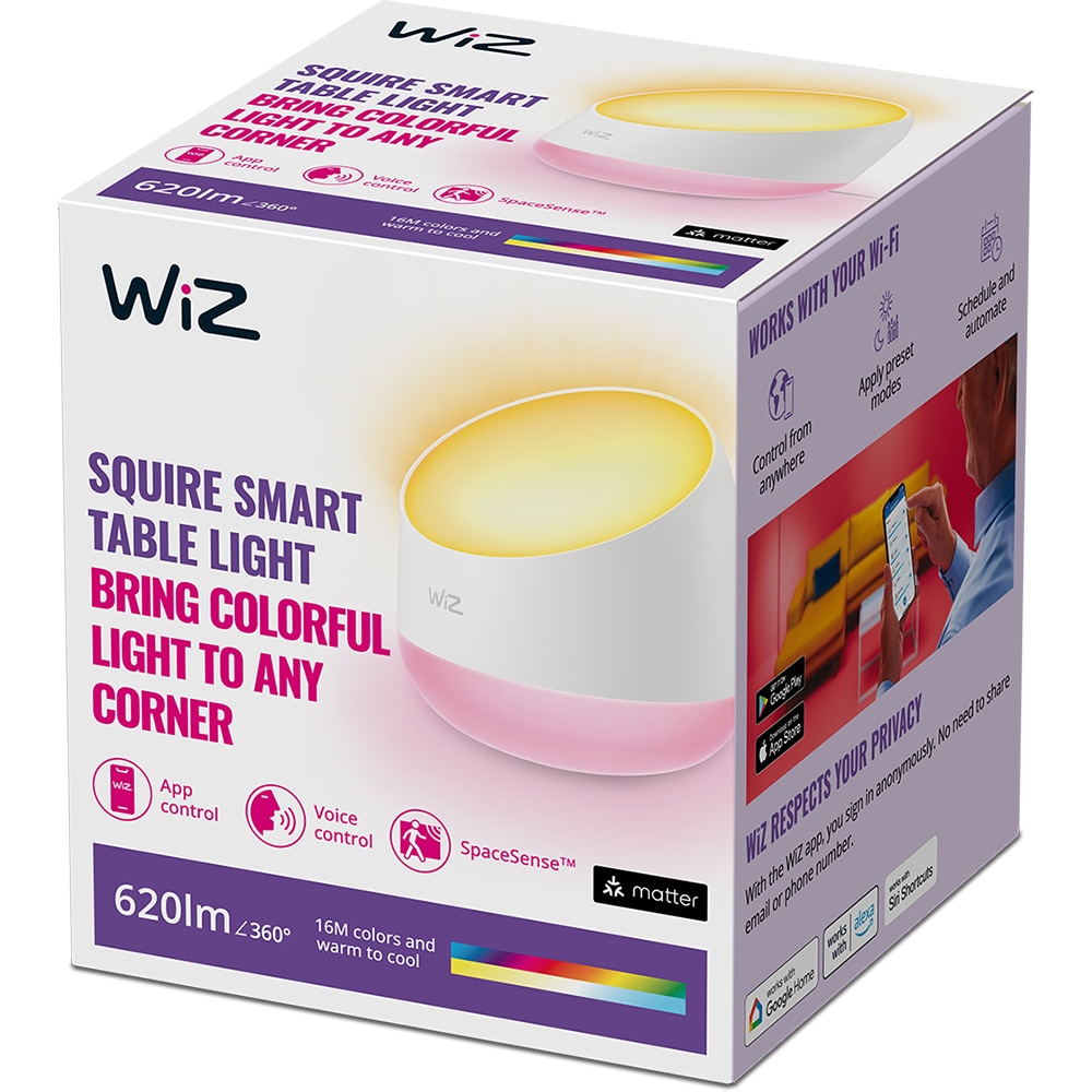 Veioza smart WIZ Squire, 9W, Wi-Fi, alb