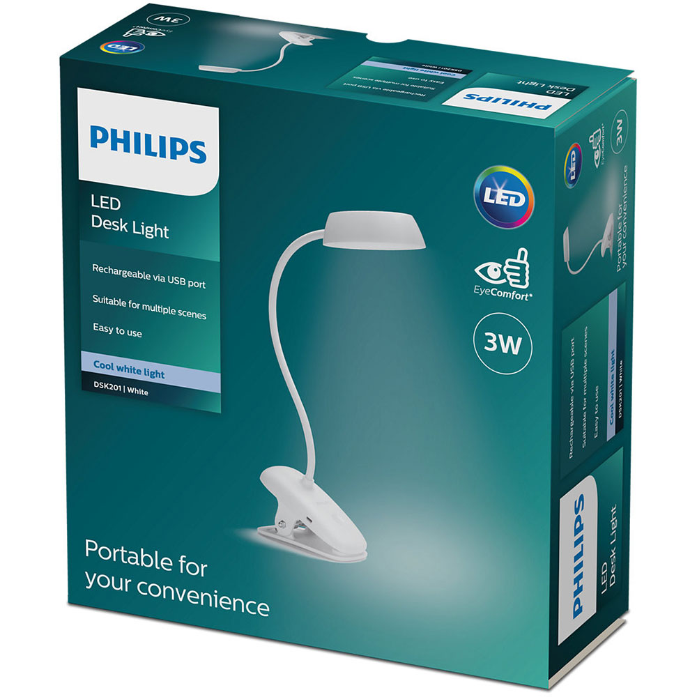 Lampa de birou PHILIPS 8719514396890, 3W, Alb